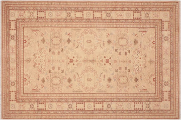 handmade Traditional Kafkaz Chobi Ziegler Tan Brown Hand Knotted RECTANGLE 100% WOOL area rug 7 x 9